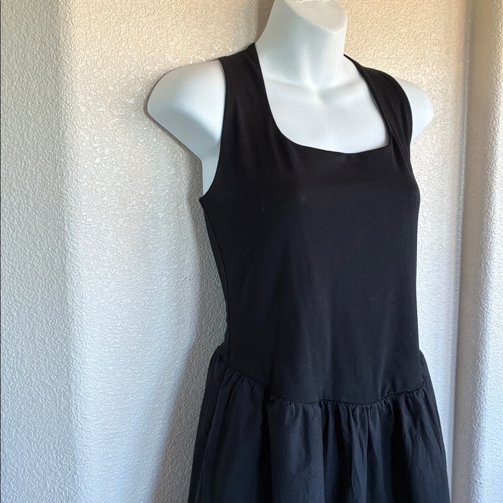 J. Crew Women's Elegant Black Tank dress with knit top and full tiered skirt. M - Picture 5 of 15